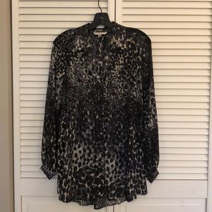 Leopard print sheer tunic